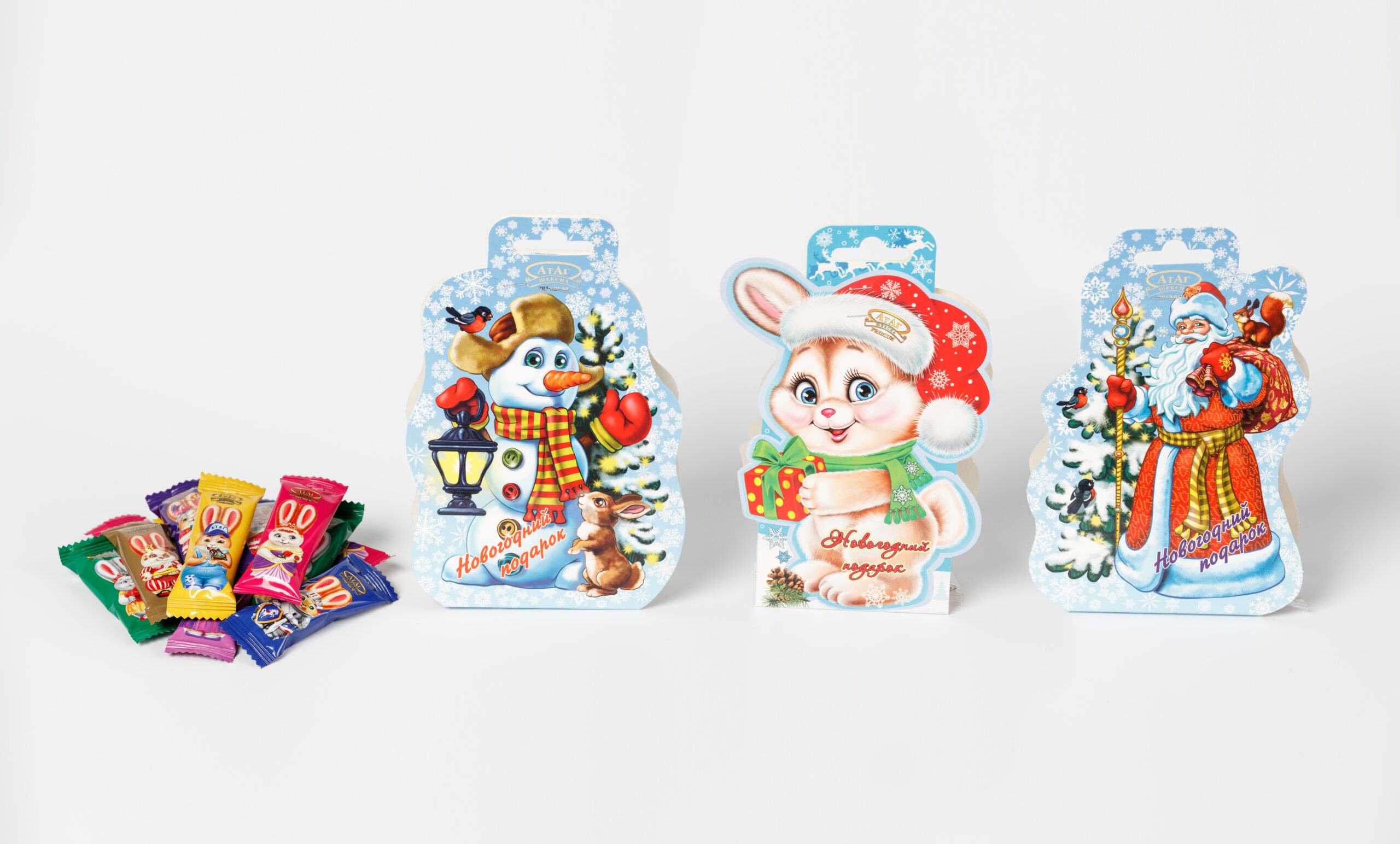 Конфеты шоколадные «С Новым годом и Рождеством!» (заяц, Дед Мороз, снеговик) 55 г